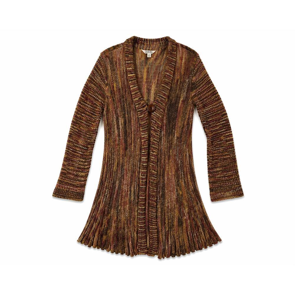 Boho Earth Tone Knit Cardigan Long Duster Open Knit Cozy Sweater